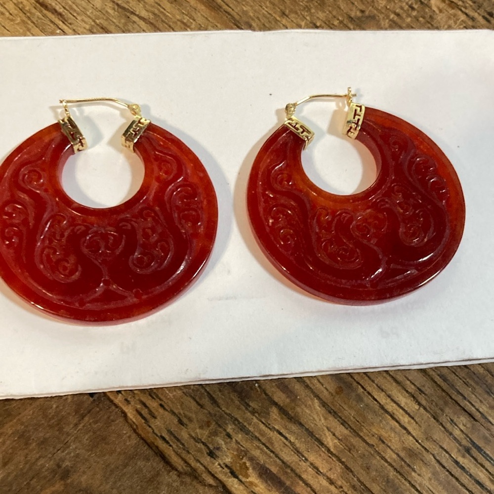 Elegant Red Hoop Earrings